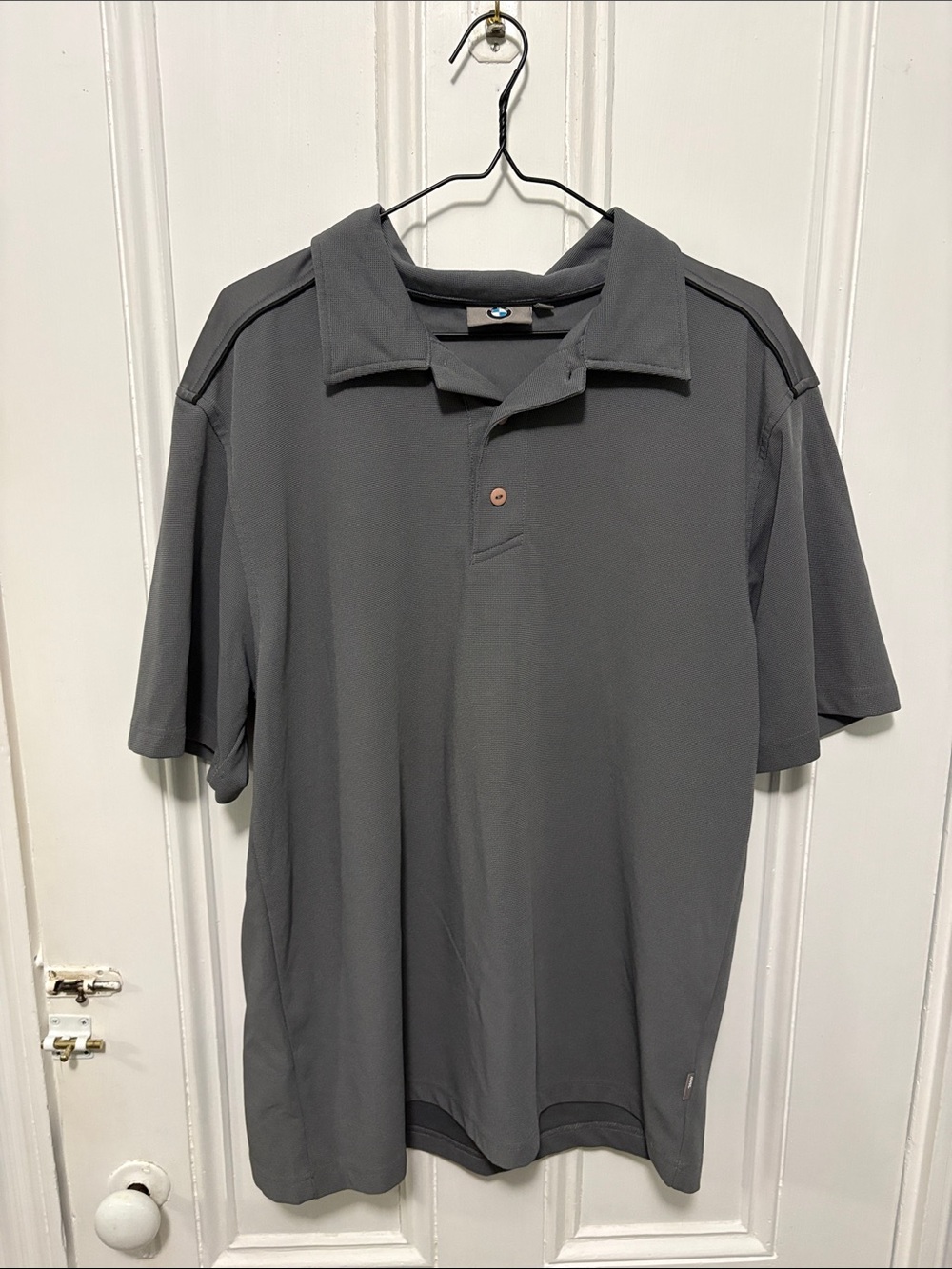 BMW Men's Gray Short-Sleeve Polo - Subtle Logo